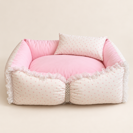 Butterfly-Bow Faux-Rabbit Pet Sofa