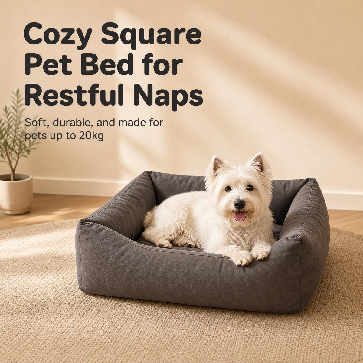 Scratch-Resistant Faux-Leather Pet Bed