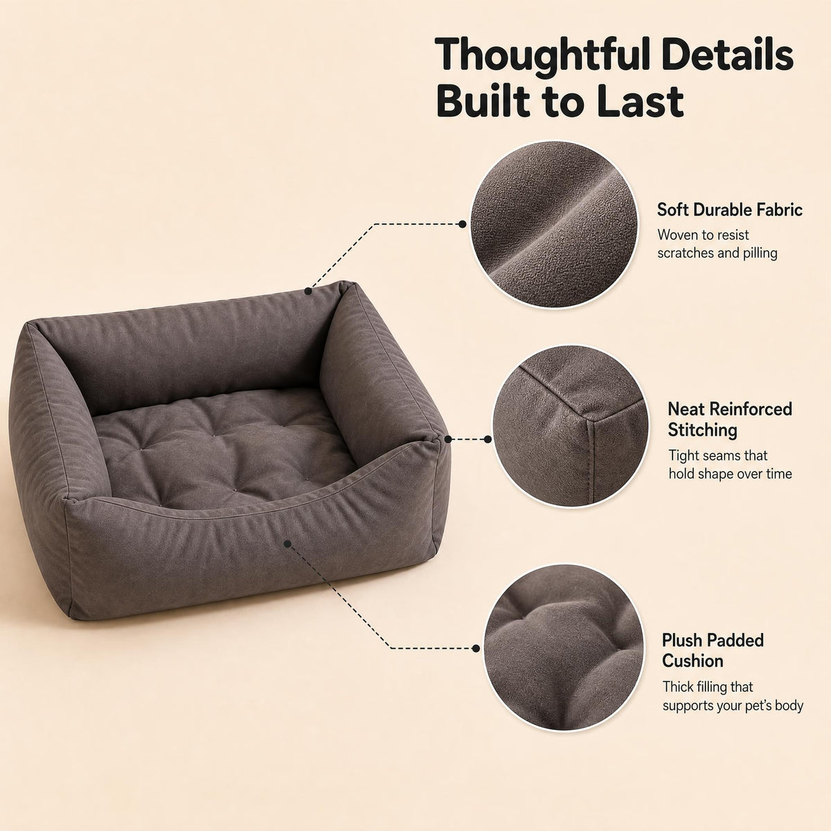 Scratch-Resistant Faux-Leather Pet Bed