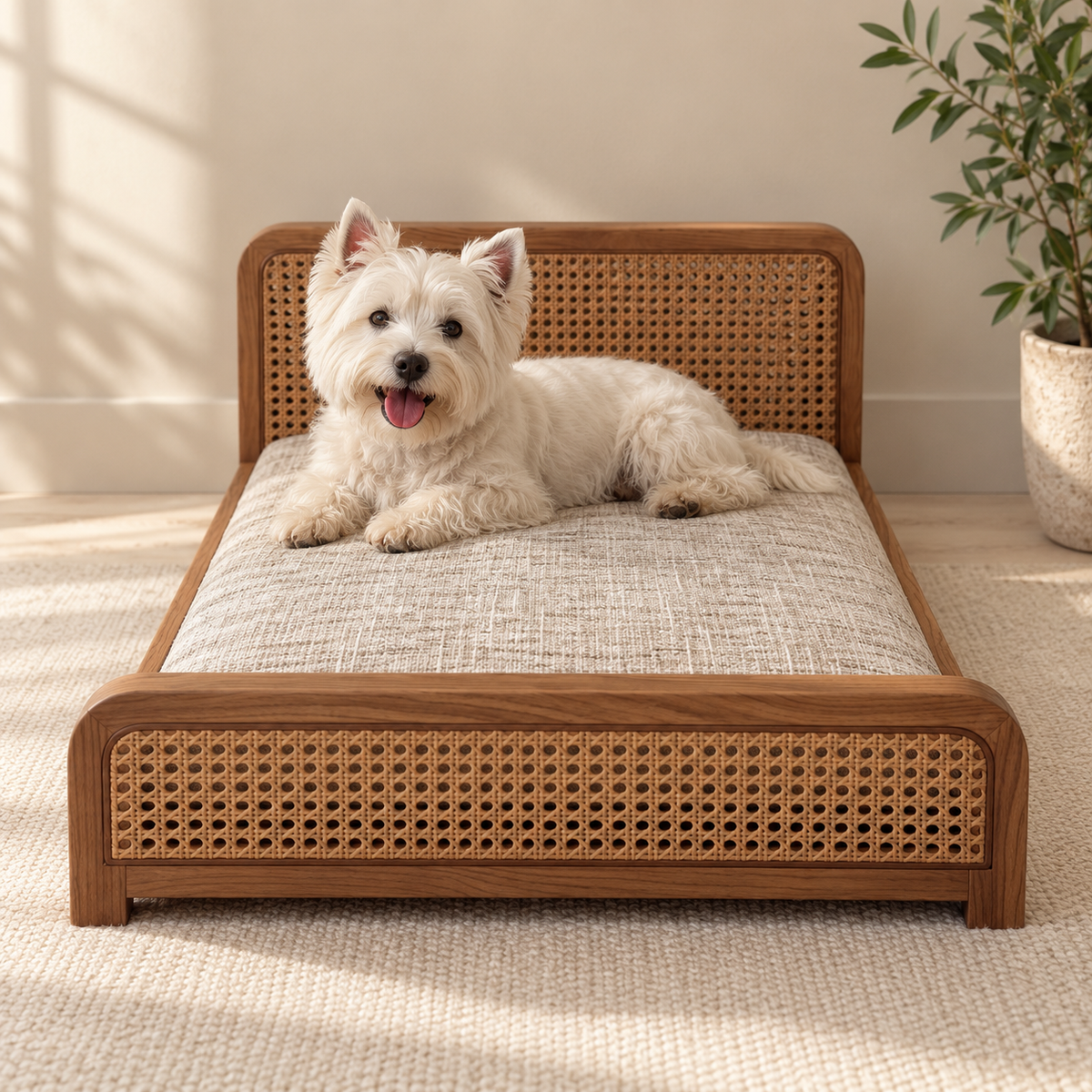 Ash-Wood Woven Pet Bed