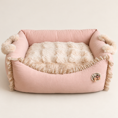 Bubble Faux-Rabbit Round Pet Bed