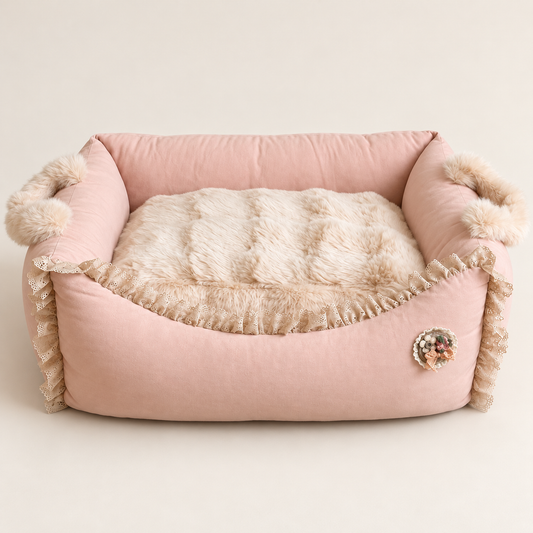 Bubble Faux-Rabbit Round Pet Bed