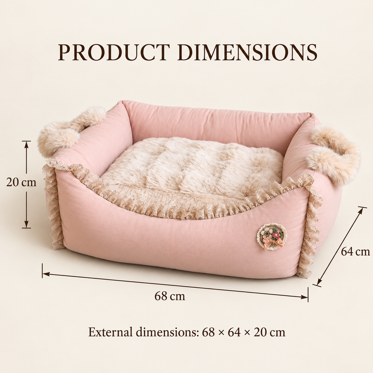 Bubble Faux-Rabbit Round Pet Bed