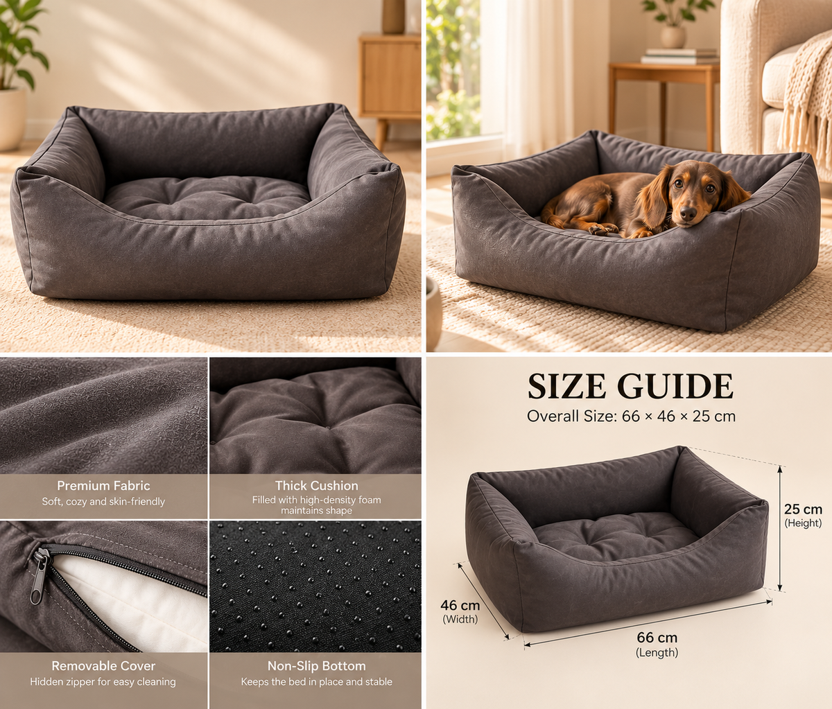 Scratch-Resistant Faux-Leather Pet Bed