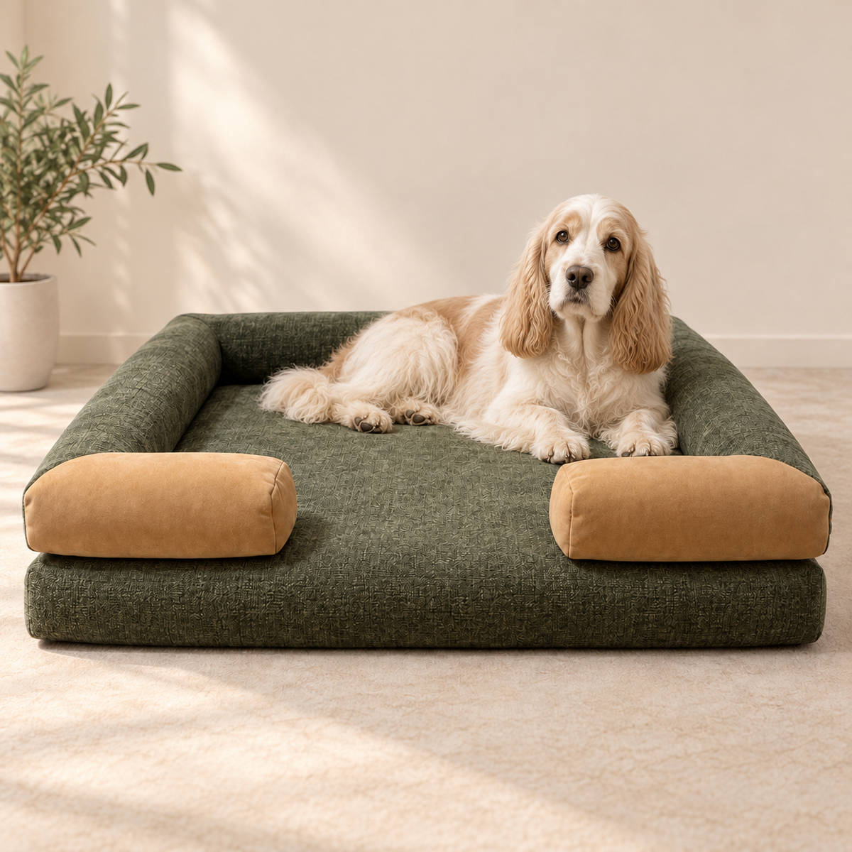 Orthopedic Dog Sofa Bed with Bolster Support